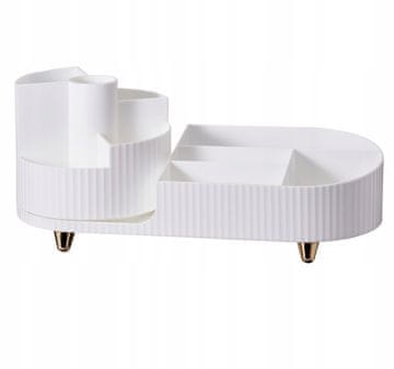 Koopman Plastični organizator za kozmetiko z utori in predali, bel, 34 cm, 1 kos.