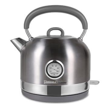 shumee Električni grelnik vode s termometrom 1,7 l Vintage Cuisine srebrne barve