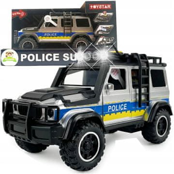 shumee Policijski SUV avtomobil z vožnjo, lučmi, zvoki, odpiranjem vrat policije