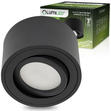 LUMILED Nadometna halogenska reflektorska cev, premična okrogla, črna, 50 mm AMAT-S