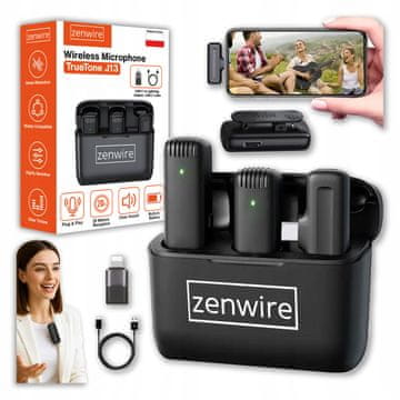 ZENWIRE Brezžični USB-C Bluetooth kondenzatorski mikrofon za telefon Zenwire J13