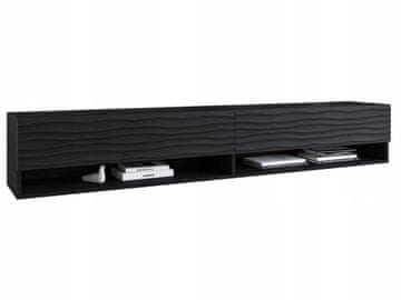 shumee TV omarica 180 cm mat ohišje, valovite MDF fronte, brez ročajev črna mat