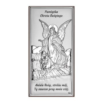 shumee Srebrna slika angela varuha na brvi kot spominek na krst DS43 9 x 18 cm