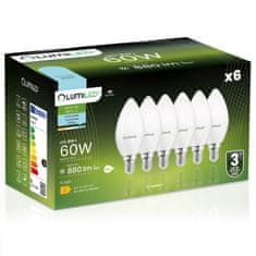 LUMILED 6x LED žarnica E14 svečka B35 8W = 60W 880lm 6500K hladno svetilo 180°