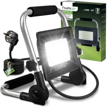 LUMILED Prenosna LED halogenska reflektorska svetilka Gravon 50W 4000K