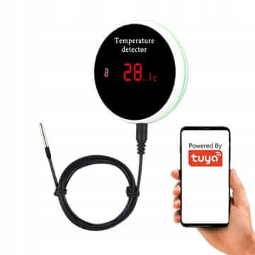 Tuya Pametni temperaturni senzor, hermetična sonda 3mAlarm WiFi zaslon tuya