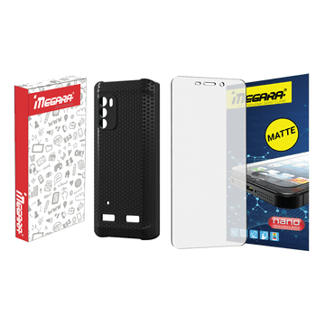shumee Mat hibridno steklo za myPHONE Hammer Iron 4 - 5,45" + črno TPU ohišje