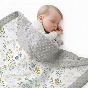 shumee Otroška odejica Minky, bombažna, dvostranska, 75x50 tanka - divje rože
