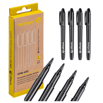 Verlinger Črn vodoodporen gradbeni marker, 4 kosi, kovina, les, plastika, steklo