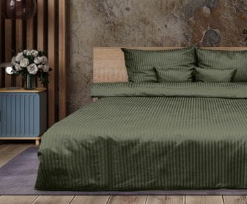 shumee Posteljnina iz damasta, olivna, 1 cm, 220x200+2x70x80 matex