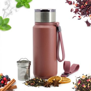 shumee Termo potovalna skodelica iz jekla 650 ml za kavo, čaj, vodo + cedilo