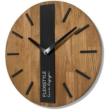 Flexistyle Lesena stenska ura Oak Classic 30cm črna