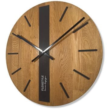 Flexistyle Lesena stenska ura Oak Classic 50cm črna