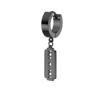 shumee Črni uhani Huggie z britvico - KH-007