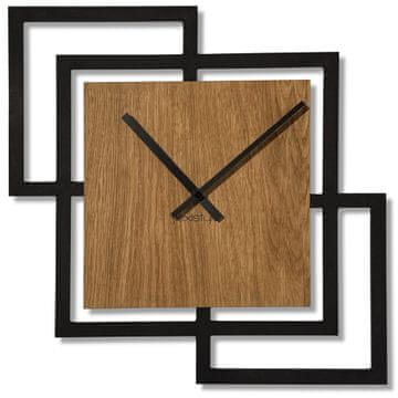 Flexistyle Stenska ura Squares 40 cm črna lesena