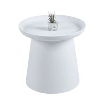 shumee Okrogla klubska mizica 50 cm bela plastična klubska mizica za dnevno sobo Furnitex