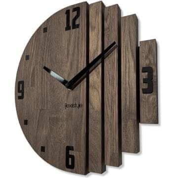 Flexistyle Lesena stenska ura Asimetrija 30 cm hrast rjave barve