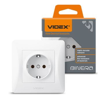 VIDEX Videx Binera enojna 16A bela vgradna vtičnica Schuko