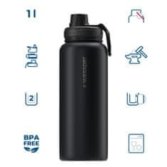 shumee Wessper termo steklenica WES266-BK-1000 črna 1000 ml