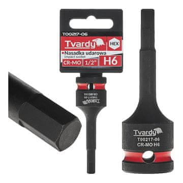Tvardy Šesterokotni udarni nastavek 1/2" H6 CR-MO (10/100)