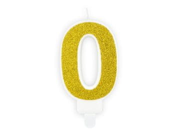 shumee Rojstnodnevna sveča PartyDeco številka 0 zlata 7 cm