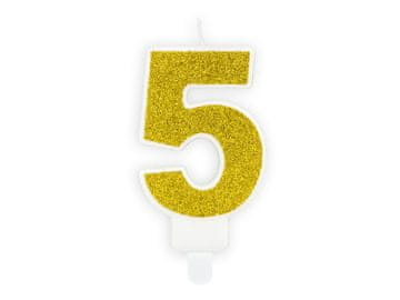 shumee Rojstnodnevna sveča PartyDeco številka 5 zlata 7 cm