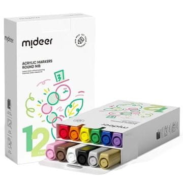 Mideer Akrilni markerji z okroglo konico (12 barv), Mideer