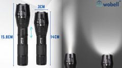 Mona LED taktična svetilka Cree Zoom XML T6 vodoodporna