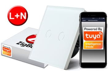 RTX ZigBee stikalo na dotik tuya 2-krožno belo # L+N