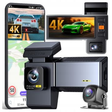Save Avtomobilska kamera snemalnik s 3 kamerami 4K PL
