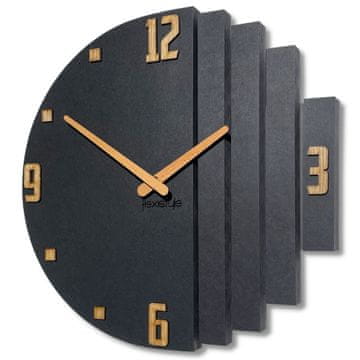 Flexistyle Asimetrična lesena stenska ura 30 cm črne barve