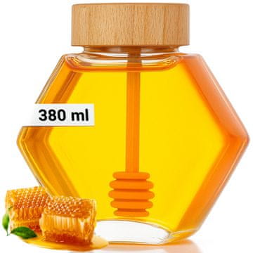 shumee Šesterokotna lesena steklenica z mešalom 380 ml