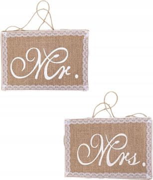 PartyDeco Obešalniki za stole Mr. Mrs. (1 paket = 2 kosa)
