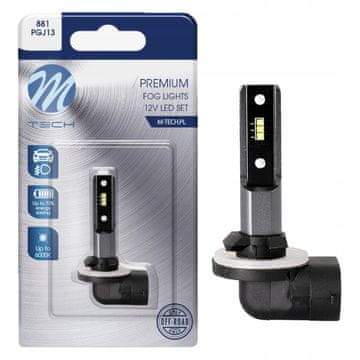 M-Tech Žarnica 881 LED H27 12V PGJ13 bela 6000K bela
