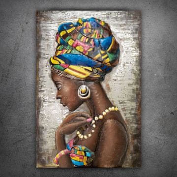 shumee 3D kovinska slika loft dama afrika 70x120 cm