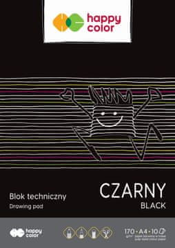 shumee Črn tehnični blok veselih barv A4, 10 listov