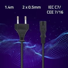Qoltec IEC C7 / CEE 7/16 napajalni kabel | osmica | 2x0,5 mm² | 1,4 m