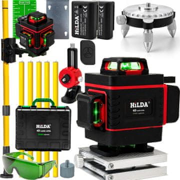 shumee Hilda 4D MAX 360-ravninski laserski nivelir, križni laser, drog, 4,2