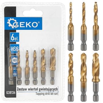 GEKO Komplet navojnih svedrov HSS M3-M10, 6-delni, šesterokotni (20/100)