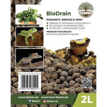 shumee Bioterr BioDrain ekspandirana glina, drenaža 8-16 mm 2 l za terarij