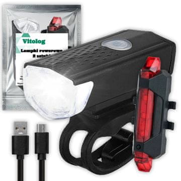 shumee 2x LED kolesarska luč spredaj in zadaj, polnilna USB kolesarska luč