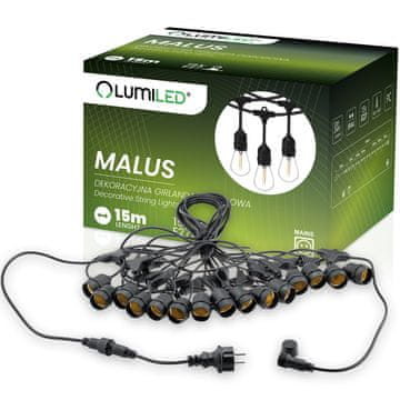 LUMILED MALUS Zunanja vrtna girlanda Svetlobna veriga 15 m 15x E27