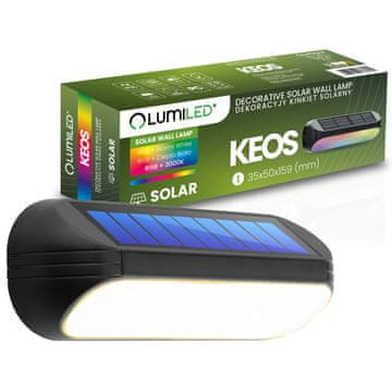 LUMILED Solarna vrtna LED svetilka, stenska svetilka, fasada, 3000K + RGB KEOS