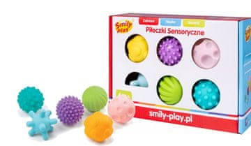 Smily Play Smily igralne mehke senzorične žogice za dojenčke, komplet 6 kosov