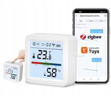 Tuya TH05Z Tuya Zigbee senzor temperature in vlažnosti, ura, LCD zaslon
