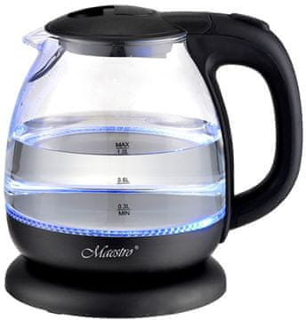 MAESTRO Električni stekleni grelnik vode Črna 1l 1100W Maestro MR-055-črna