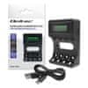 Polnilnik baterij Qoltec Ni-MH tip R03 AAA R6 AA | LCD | USB kabel