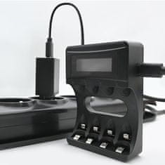 Qoltec Polnilnik baterij Qoltec Ni-MH tip R03 AAA R6 AA | LCD | USB kabel