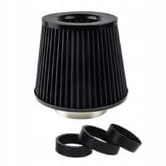 AMIO Športni zračni filter, stožčaste oblike, črne barve + 3 adapterji