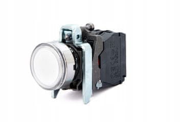 shumee Harmony XB4 - kovinski gumb, raven, bel, LED osvetljen 24V, NO+NC